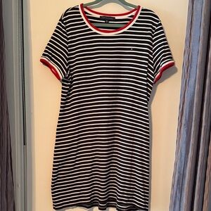 Tommy Hilfiger Striped Dress with Red Trim